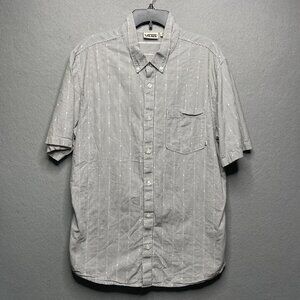 Vans Mens XL Gray & White Striped Button-Up Short-Sleeve Shirt